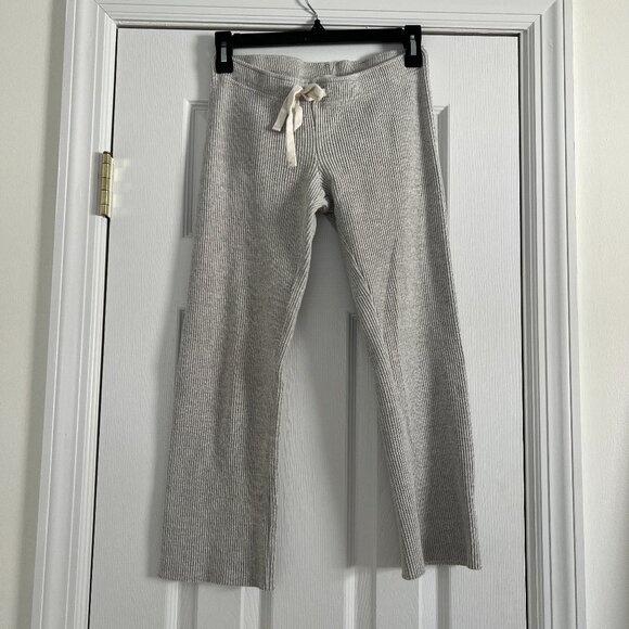 Monrow Something Navy Bandier Rib Straight Leg Cropped Pant Size XS Gray - Picture 1 of 7